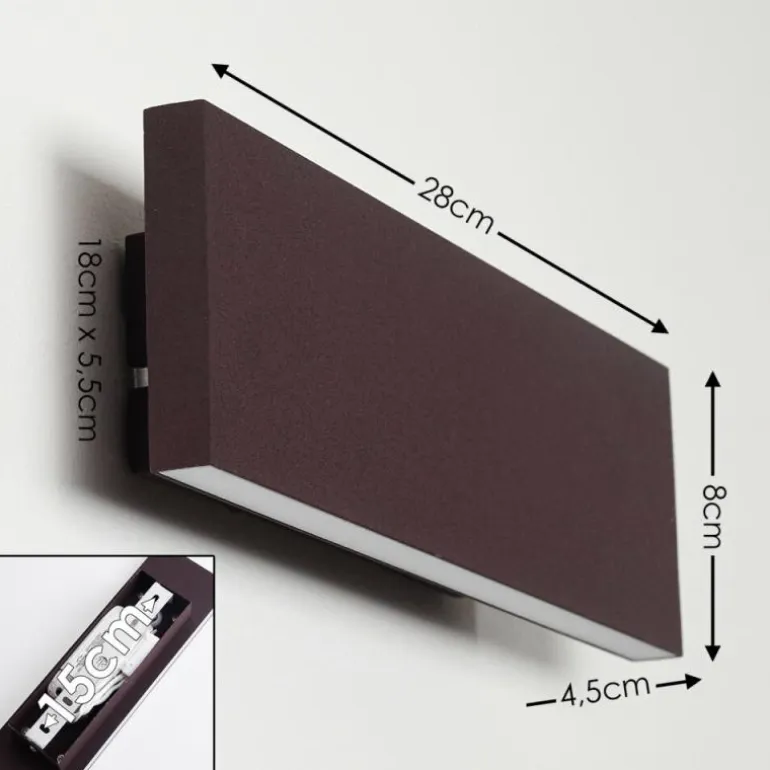 Applique murale Obion LED Rouille, 2 lumières