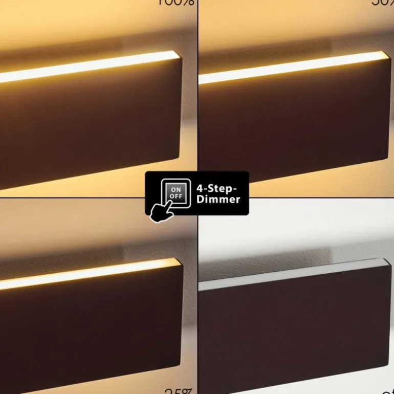 Applique murale Obion LED Rouille, 2 lumières