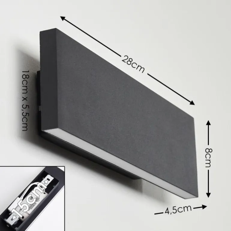 Applique murale Obion LED Anthracite, 2 lumières