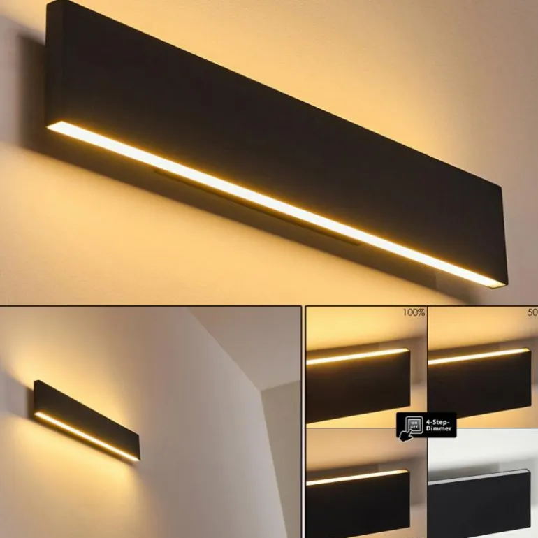 Applique murale Obion LED Noir, 2 lumières