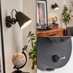 Applique murale Pany Chrome, Noir, 1 lumière