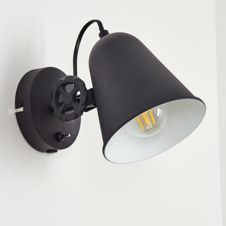 Applique murale Pany Chrome, Noir, 1 lumière