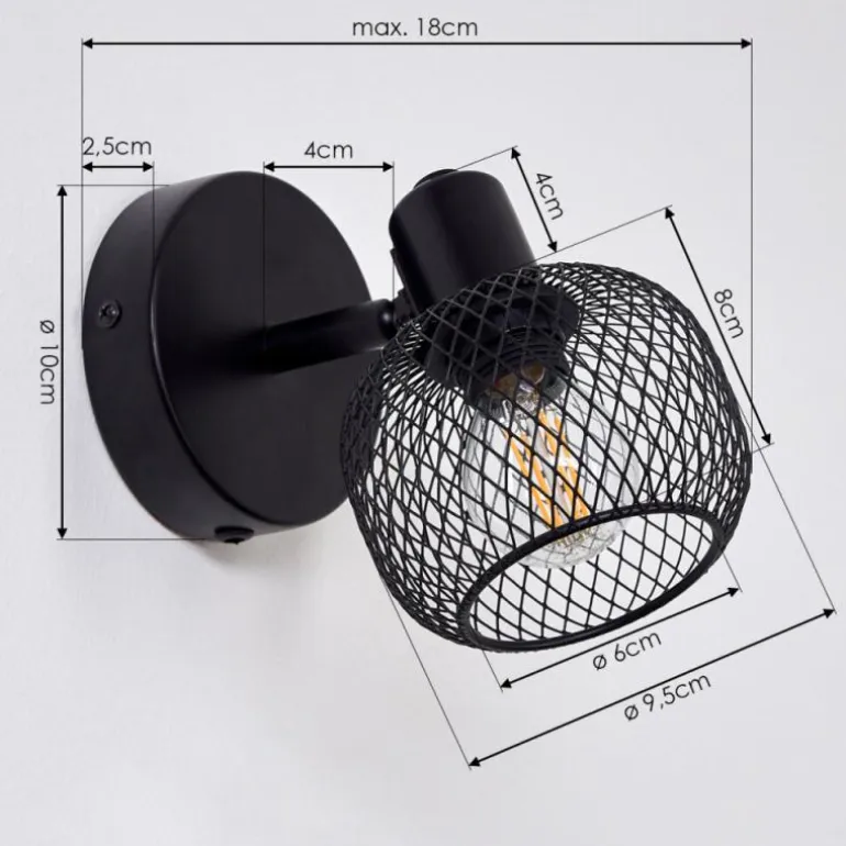 Applique murale Pipisu Noir, 1 lumière