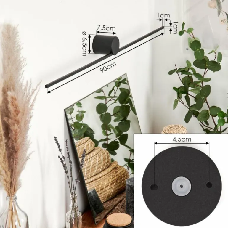 Applique murale Puharila LED Noir, 1 lumière