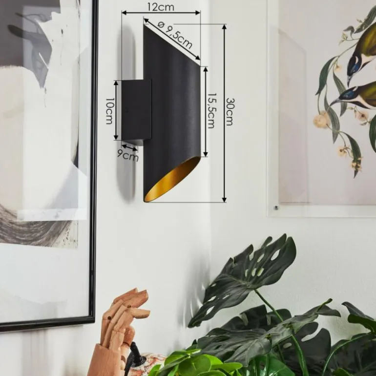 Applique murale Ricardone Noir, 1 lumière
