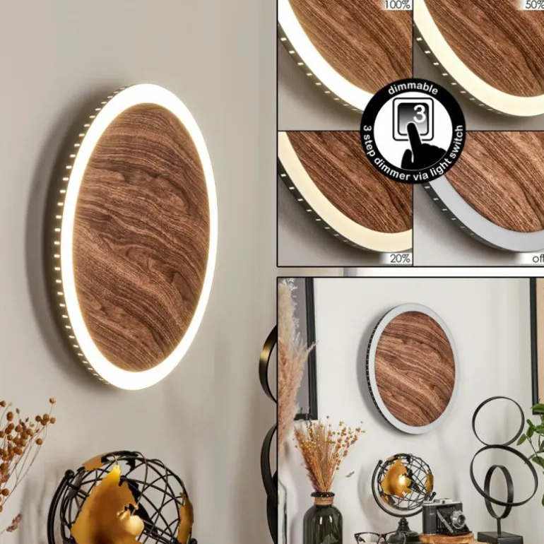 Applique murale Rocha LED Brun, Couleur bois, Noir, 1 lumière