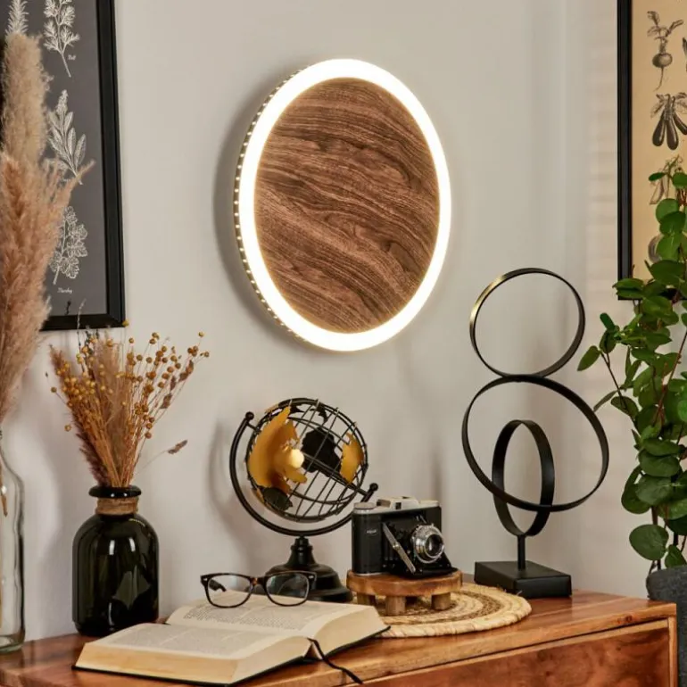 Applique murale Rocha LED Brun, Couleur bois, Noir, 1 lumière