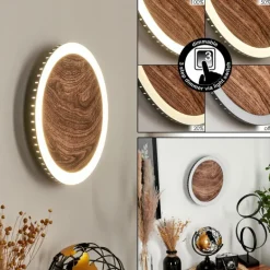 Applique murale Rocha LED Brun, Couleur bois, Noir, 1 lumière