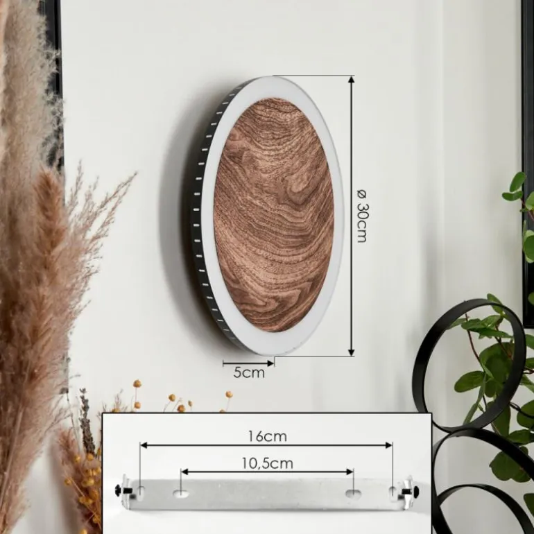 Applique murale Rocha LED Brun, Couleur bois, Noir, 1 lumière