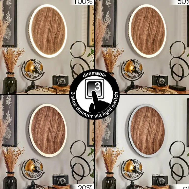 Applique murale Rocha LED Brun, Couleur bois, Noir, 1 lumière