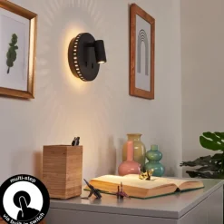 Applique murale Rukutu LED Noir, 2 lumières