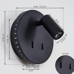 Applique murale Rukutu LED Noir, 2 lumières