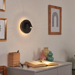 Applique murale Rukutu LED Noir, 2 lumières