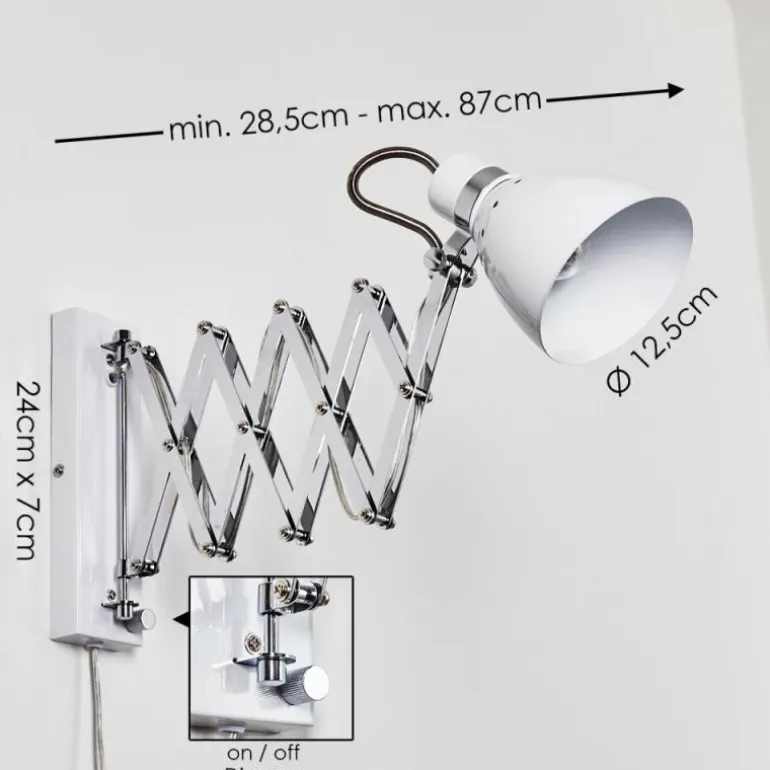 Applique murale Stranderott Chrome, Blanc, 1 lumière