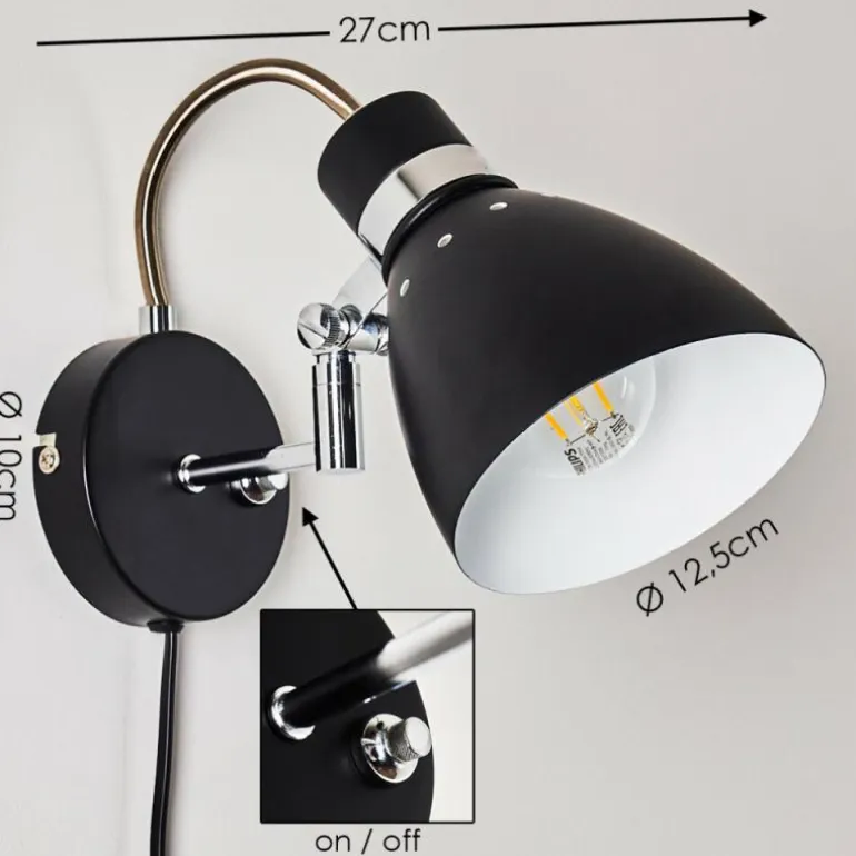 Applique murale Stranderott Noir, 1 lumière