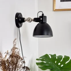 Applique murale Tilton Nickel mat, Noir, 1 lumière