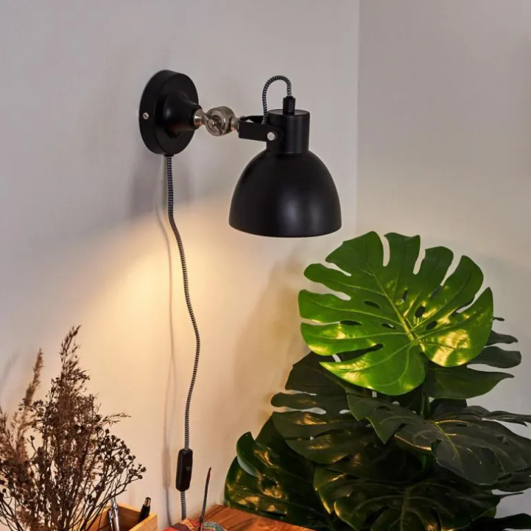 Applique murale Tilton Nickel mat, Noir, 1 lumière