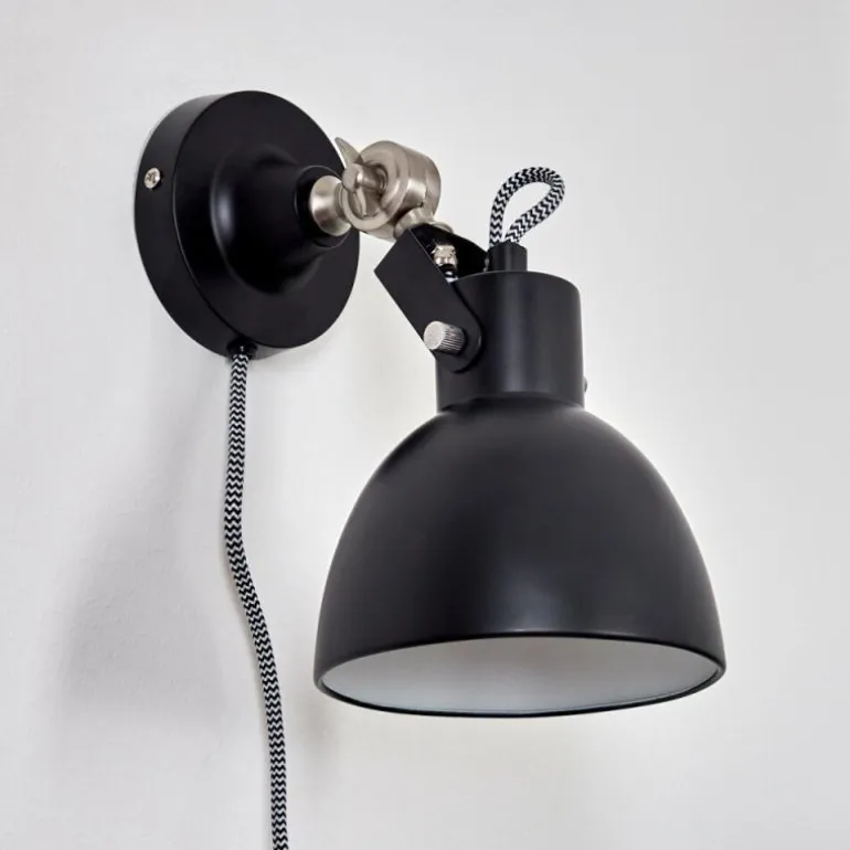 Applique murale Tilton Nickel mat, Noir, 1 lumière