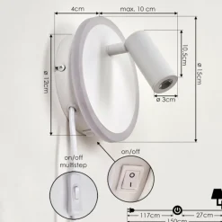 Applique murale Viata LED Blanc, 2 lumières