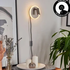 Applique murale Viata LED Gris, Nickel mat, 2 lumières