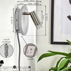 Applique murale Viata LED Gris, Nickel mat, 2 lumières