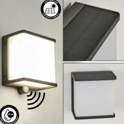 applique solaire Burseryd LED Noir, 1 lumière, Détecteur de mouvement