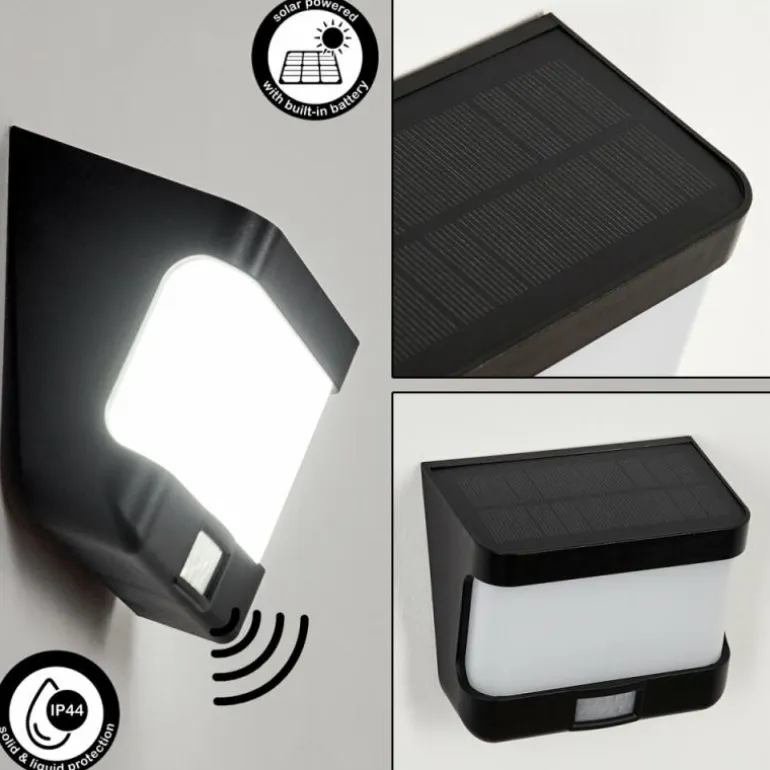 applique solaire Colchagua LED Noir, Blanc, 1 lumière, Détecteur de mouvement