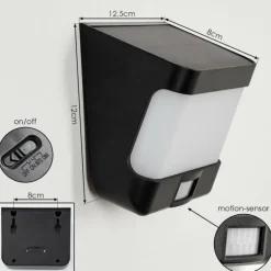 applique solaire Colchagua LED Noir, Blanc, 1 lumière, Détecteur de mouvement