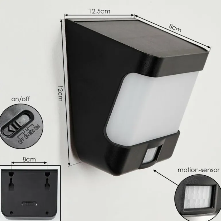 applique solaire Colchagua LED Noir, Blanc, 1 lumière, Détecteur de mouvement