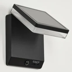 applique solaire Lonquimai LED Noir, 1 lumière, Détecteur de mouvement