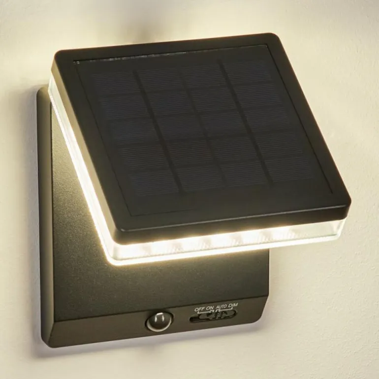 applique solaire Lonquimai LED Noir, 1 lumière, Détecteur de mouvement