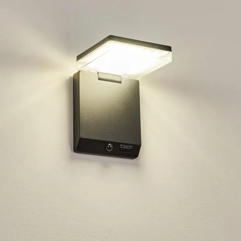 applique solaire Lonquimai LED Noir, 1 lumière, Détecteur de mouvement