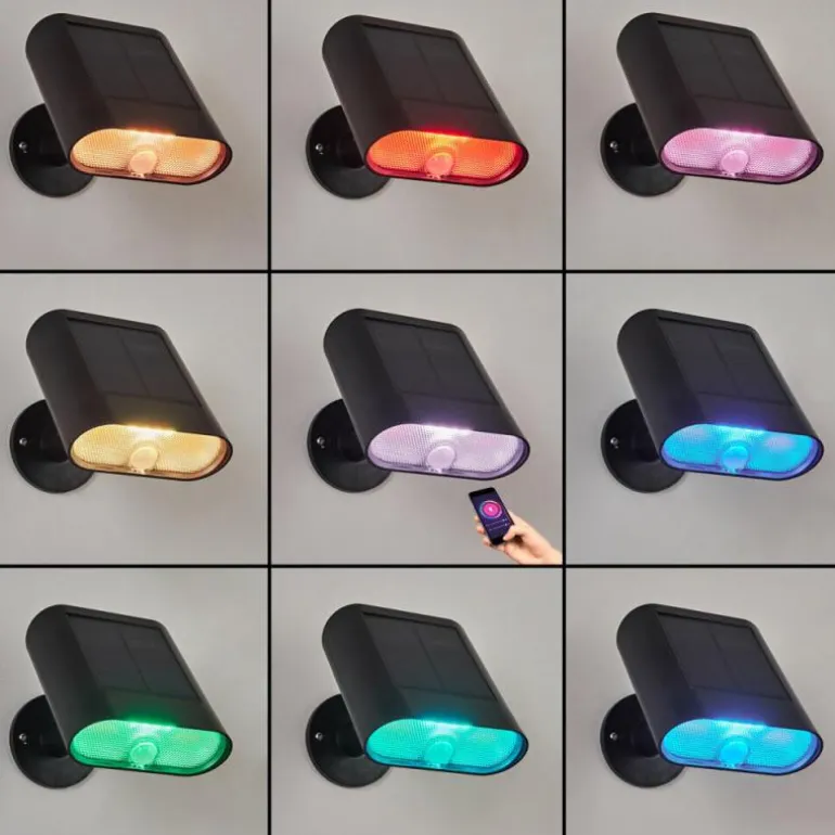 applique solaire Usmagama LED Noir, 1 lumière, Détecteur de mouvement
