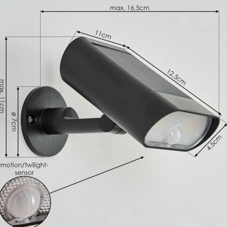 applique solaire Usmagama LED Noir, 1 lumière, Détecteur de mouvement