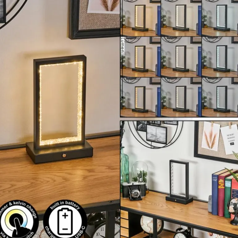 Arufe Lampe à poser LED Noir, 1 lumière