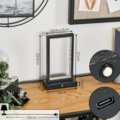 Arufe Lampe à poser LED Noir, 1 lumière