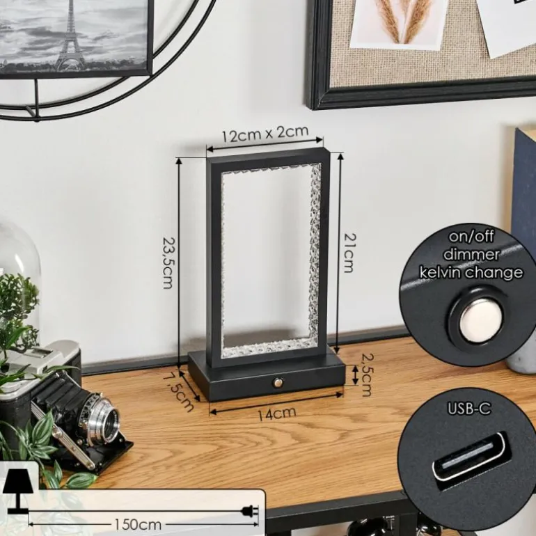 Arufe Lampe à poser LED Noir, 1 lumière