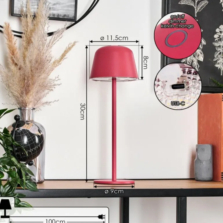 Asen Lampe de table d'extérieur, Lampe à poser LED Rose, 1 lumière