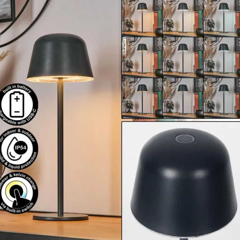 Asen Lampe de table d'extérieur, Lampe à poser LED Noir, 1 lumière