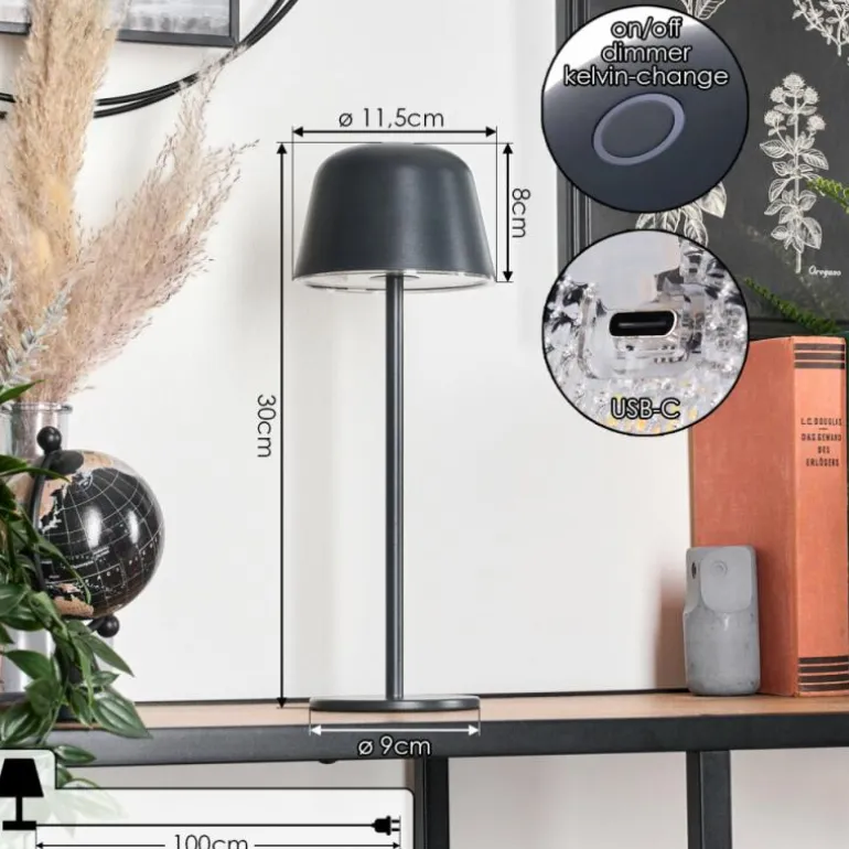 Asen Lampe de table d'extérieur, Lampe à poser LED Noir, 1 lumière