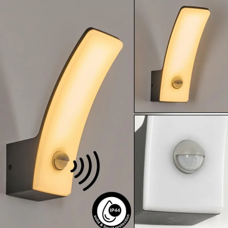 Azia Lampe murale d´extérieur LED Anthracite, 1 lumière, Détecteur de mouvement