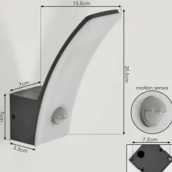 Azia Lampe murale d´extérieur LED Anthracite, 1 lumière, Détecteur de mouvement