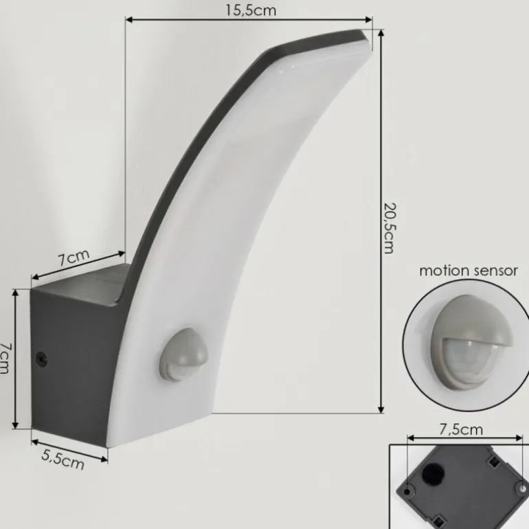 Azia Lampe murale d´extérieur LED Anthracite, 1 lumière, Détecteur de mouvement