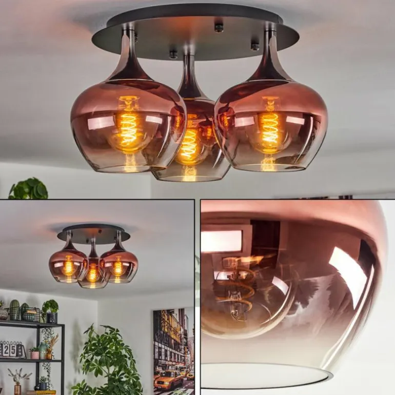Azurara Plafonnier Chrome, Noir, 3 lumières