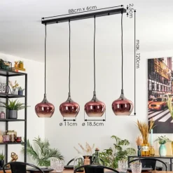 Azurara Suspension, Boule lumineuse, Suspension Noir, 4 lumières