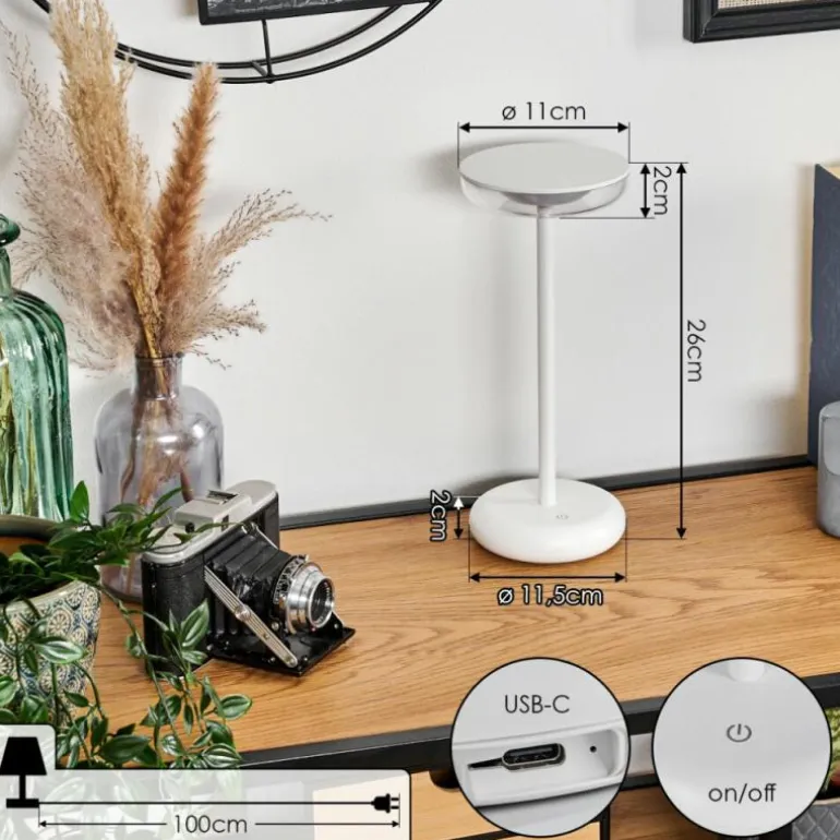 Baigorrita Lampe de table d'extérieur, Lampe à poser LED Blanc, 1 lumière