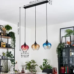 Ballebro Suspension, Suspension Noir, 3 lumières