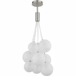 Ballgi Suspension Luminaires Globo Lighting Nickel mat, 9 lumières