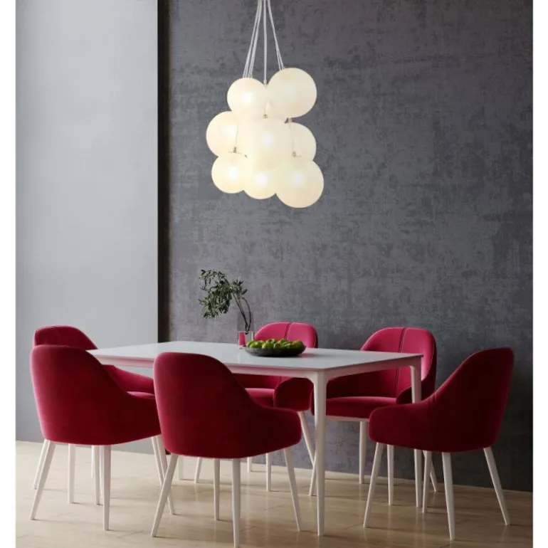 Ballgi Suspension Luminaires Globo Lighting Nickel mat, 9 lumières