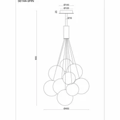 Ballgi Suspension Luminaires Globo Lighting Nickel mat, 9 lumières